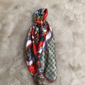 Bag Swag with Red Multi Scarf with Gold Elephant Head